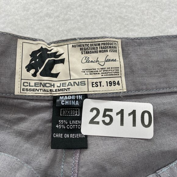 Vintage Clench Jeans Linen Pants Mens XL Gray Baggy Straight Lion Embroidery Y2K - Picture 7 of 14